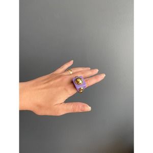 purple/gold y2k chunky square ring, 8